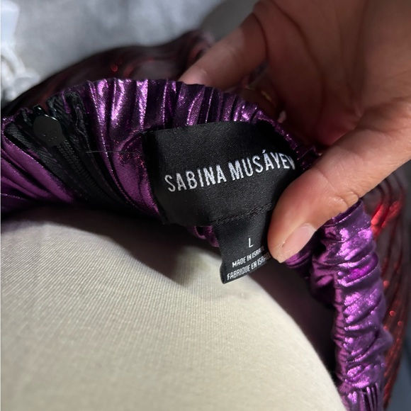 Sabina Musayev Red and Purple Maxi Pleated Skirt - Picture 6 of 6